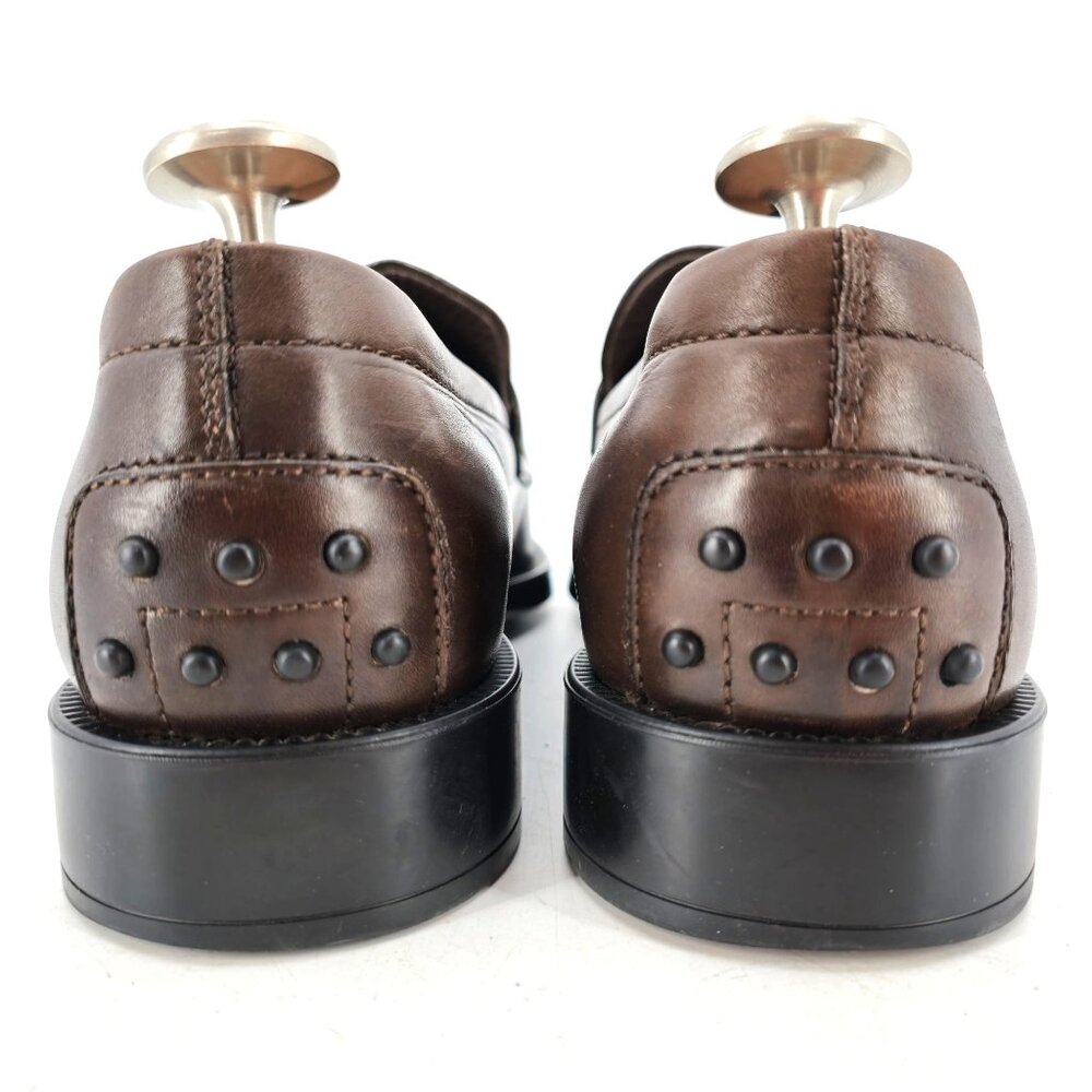 Tod's Italy Brown Leather Penny Loafers Mens size 9 Dress Shoes Driving Slip-ons - Picture 2 of 13